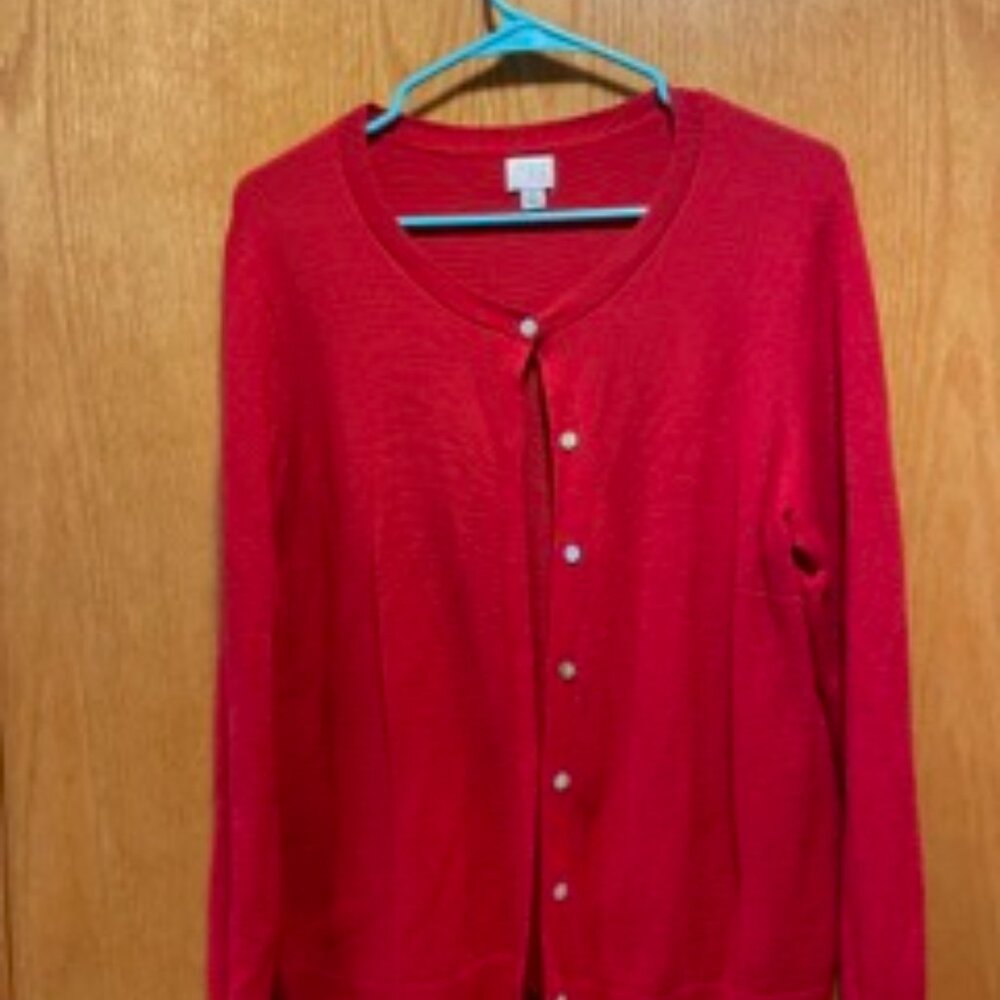 Red Button-Up Cardigan